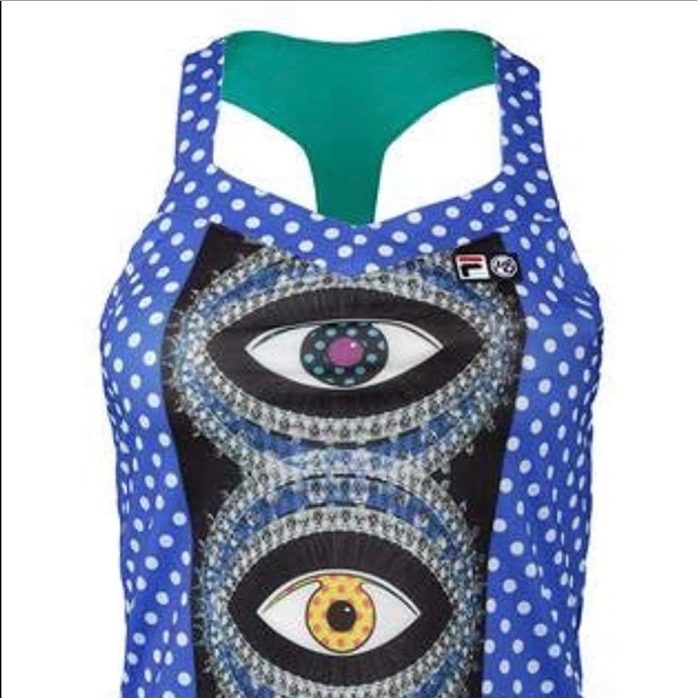 Fila Evil Eye Preppy Tank Top Atleisure Polka Dot Tennis PickleBall Size S M New - Picture 3 of 16